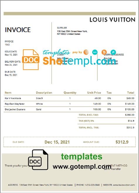 Louis Vuitton return invoice online